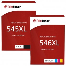 Pack de 2 cartouches imprimantes compatibles Canon PG545XL CL546XL Noir, Couleur