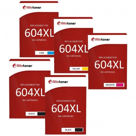 Pack de 5 cartouches imprimantes compatibles Epson 604XL Noir