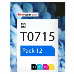Pack de 12 cartouches compatibles T0715 Epson COLOR